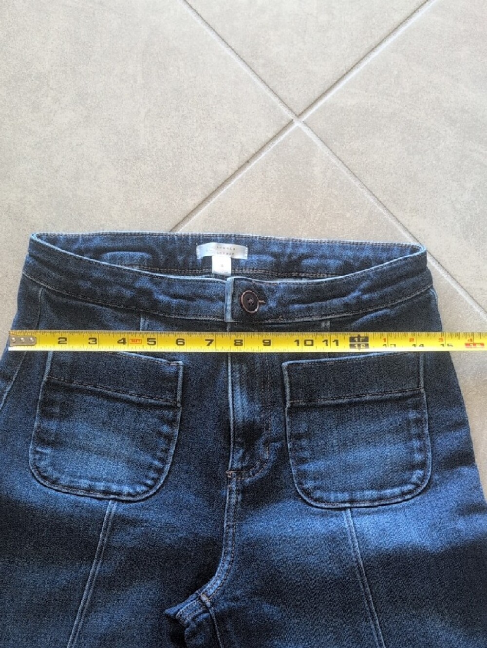 LC Lauren Conrad Dark Blue Wide-Leg Jeans with Front Patch Pockets - Picture 5 of 6